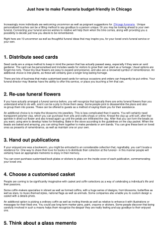 How to make Funeraria budget friendly in Chicago