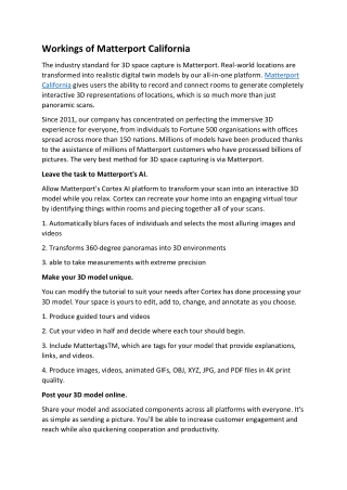 Workings of Matterport California