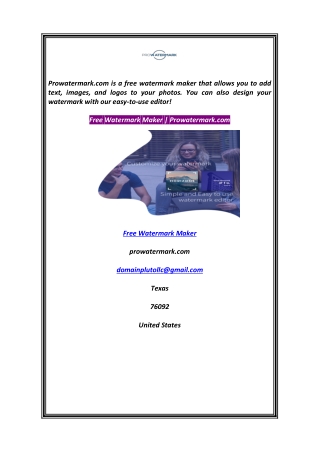 Free Watermark Maker  Prowatermark.com