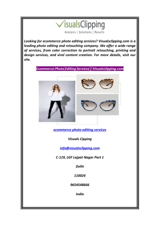 Ecommerce Photo Editing Services  Visualsclipping.com