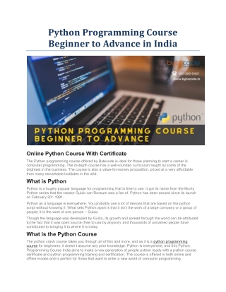 Python Programming Course Beginner to Advance in India