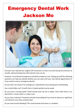 Emergency Dental Work Jackson Mo