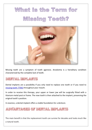 What Is the Term for Missing Teeth