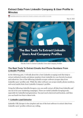 Extract Data From LinkedIn Company amp User Profile In Minutes
