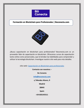 Formación en Blockchain para Profesionales | Boconecta.com
