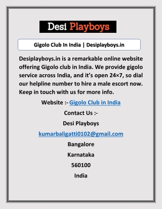 Gigolo Club In India | Desiplayboys.in