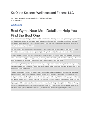 KalQlate Science Wellness and Fitness LLC