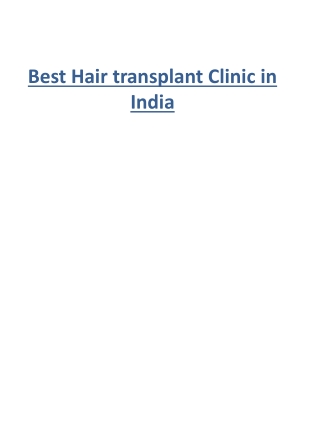 Best Hair transplant Clinic in India