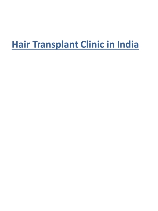 Hair Transplant Clinic in India