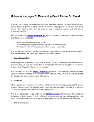 Unique Advantages Of Maintaining Event Photos On Cloud