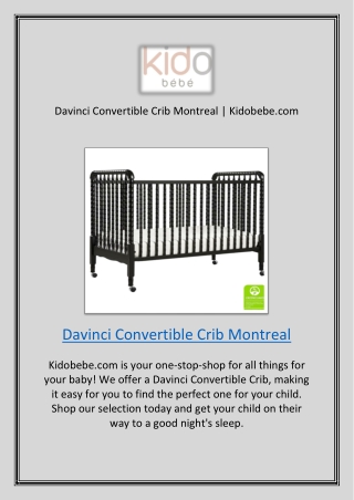 Davinci Convertible Crib Montreal | Kidobebe.com