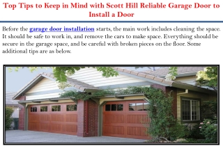 Top Tips to Keep in Mind with Scott Hill Reliable Garage Door to Install a Door