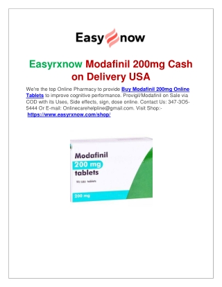 Easyrxnow Modafinil 200mg Cash on Delivery USA-USA