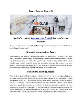 The Best Access Control Systems In Ames With Nexlar Security