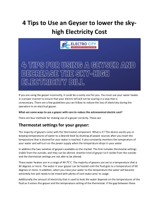 4 Tips to Use an Geyser to lower the sky