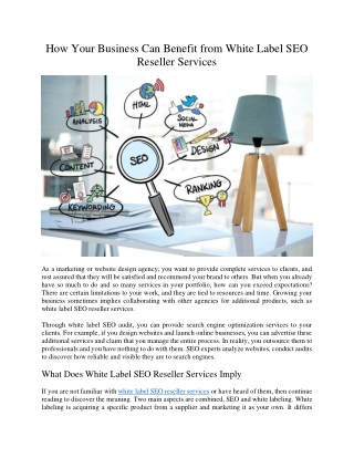 How Your Business Can Benefit from White Label SEO Reseller Services