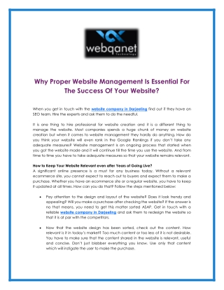Why Proper Website Management Is Essential For The Success Of Your Website