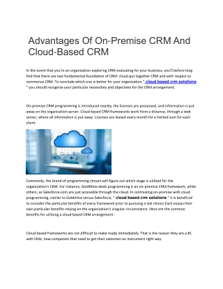 cloud based crm solutions
