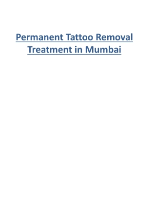 Permanent Tattoo Removal Treatment in Mumbai