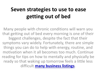 Seven strategies to use to ease getting out of bed