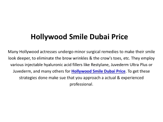 Hollywood Smile Dubai Price