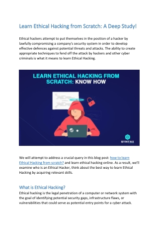 Learn Ethical Hacking from Scratch: Know How