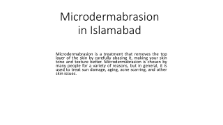 Microdermabrasion in Islamabad;;;