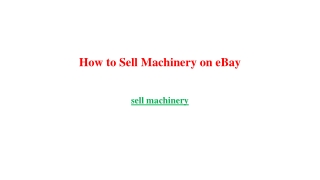 How to Sell Machinery on eBay
