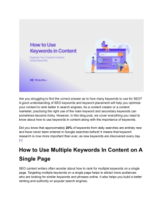 How to Use Keywords in Content – Organize Your Content Creation Using Keywords