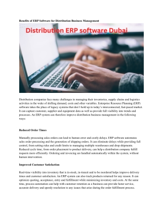 Distribution ERP software Dubai