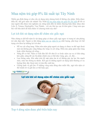 Mua nệm trả góp 0% lãi suất tại Tây Ninh