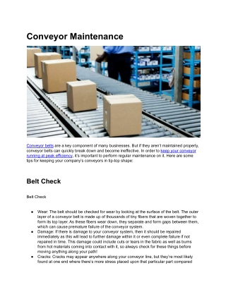 Conveyor Maintenance
