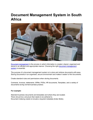 Document Management System in South Africa