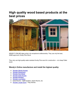 High quality wood based products at the best prices