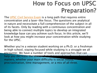 How to Focus on UPSC Preparation