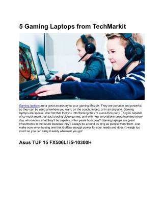 5 Gaming Laptops from TechMarkit