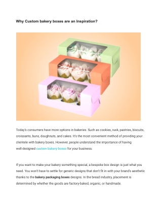 Why Custom bakery boxes are an Inspiration