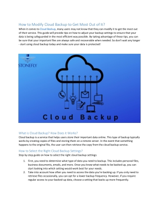 How To Modify Cloud Backup To Get Most Out Of It