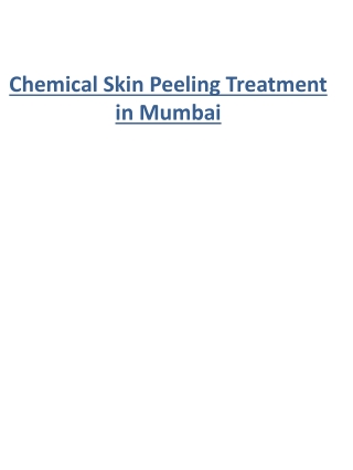 Chemical Skin Peeling Treatment in Mumbai