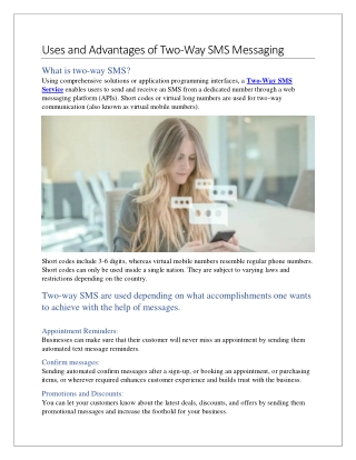 Uses and Advantages of Two-Way SMS Messaging