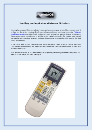 Simplifying the complications with Remote OZ products