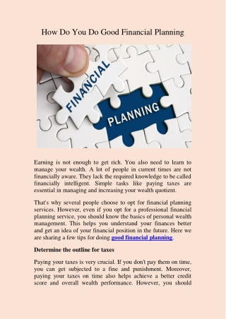 A step-by-step guide to build a personal financial plan