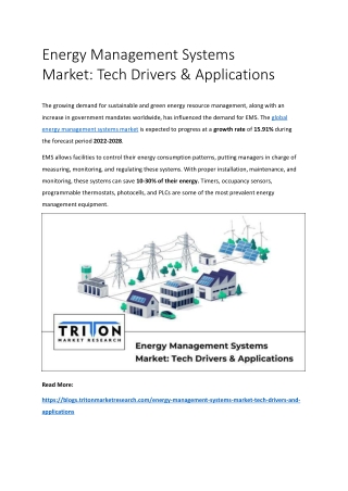 Energy Management Systems Market: Tech Drivers & Applications