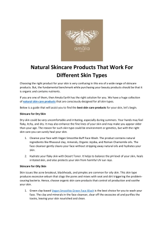 Natural Skincare Products That Work For Different Skin Types
