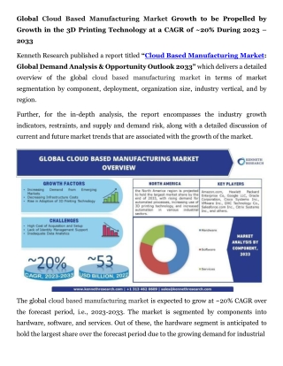 Cloud Based Manufacturing Market Size, Research & Analysis Pr