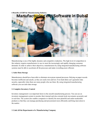 Manufacturing erp Software in Dubai