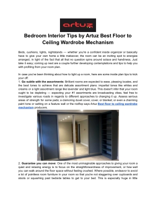 Bedroom Interior Tips by Artuz Best Floor to Ceiling Wardrobe Mechanism