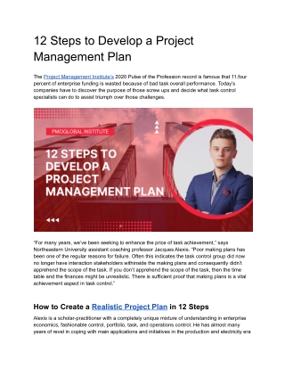 12 Steps to Develop a Project Management Plan