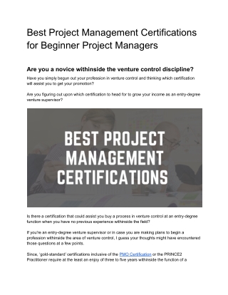 Best Project Management Certifications for Beginner Project Managers