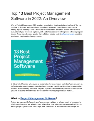 Top 13 Best Project Management Software in 2022_ An Overview